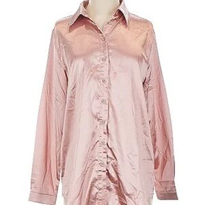 Pretty Little Thing Satin Pink Women's Button-Up Shirt